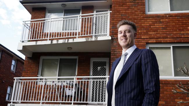 Stephen Bambury outside  his Randwick Flat that he rents. Stephen is a 