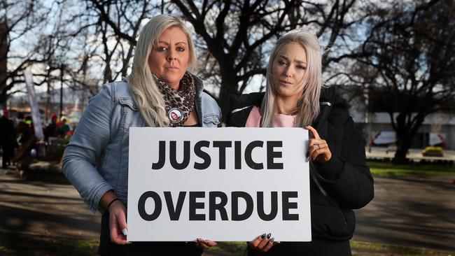 Carley Watkins and Monique Lynch, who both spent time in Risdon Prison with Sue Neill-Fraser and who are now both members of her support group. Picture: NIKKI DAVIS-JONES