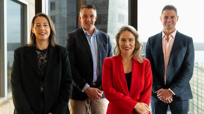 Webjet executives have unveiled a strategy to revitalise the brand and raise awareness of the extent of its applications. From L-R Nathaly Naughton, David Galt, Katrina Barry and Layton Shannos. Picture: Supplied