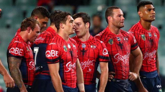 The Roosters couldn’t maintain their composure in the second half. Picture: Gregg Porteous