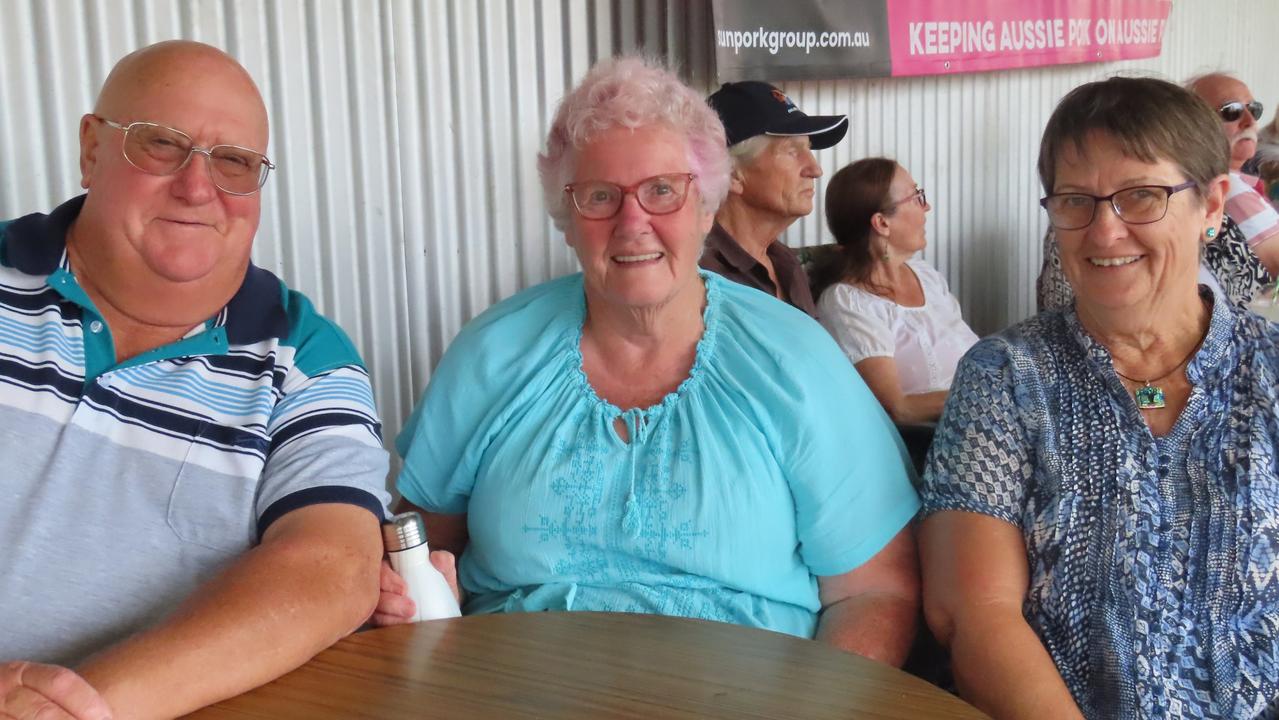 Errol McCulagh, Trisha Day and Kathy Jordan at 'Dinner Under the Stars' by the Kingaroy Men's Shed.