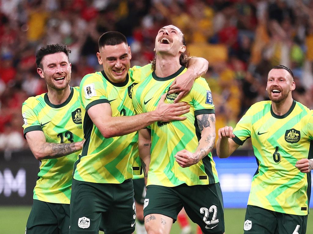 Jackson Irvine scored a double for the Socceroos. Picture: Getty Images