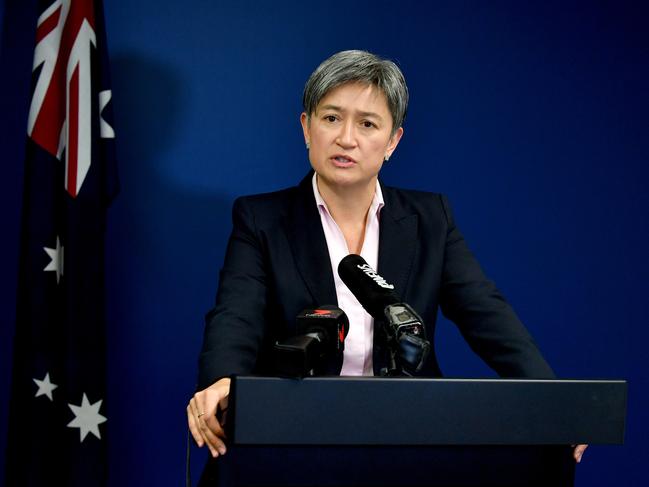 Shadow Minister for Foreign Affairs Penny Wong speaks to media at her office in Adelaide, Thursday, June 27, 2019. The shadow minister discussed the reported arrest of Australian man Alek Sigley in Pyongyang. (AAP Image/Sam Wundke) NO ARCHIVING