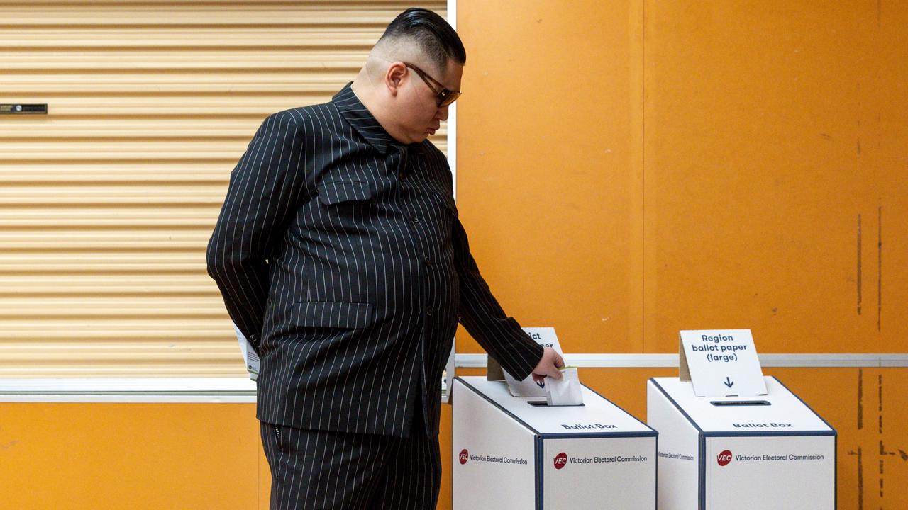 Kim Jong-un impersonator Howard Lee is running for the seat of Mulgrave cast his vote on Saturday.