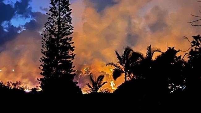 Blacks Beach resident Phil Jeston woke to flames outside his window from a nearby blaze in grassland near the Blacks Beach Tavern early Sunday morning, October 27. Picture: supplied by Phil Jeston