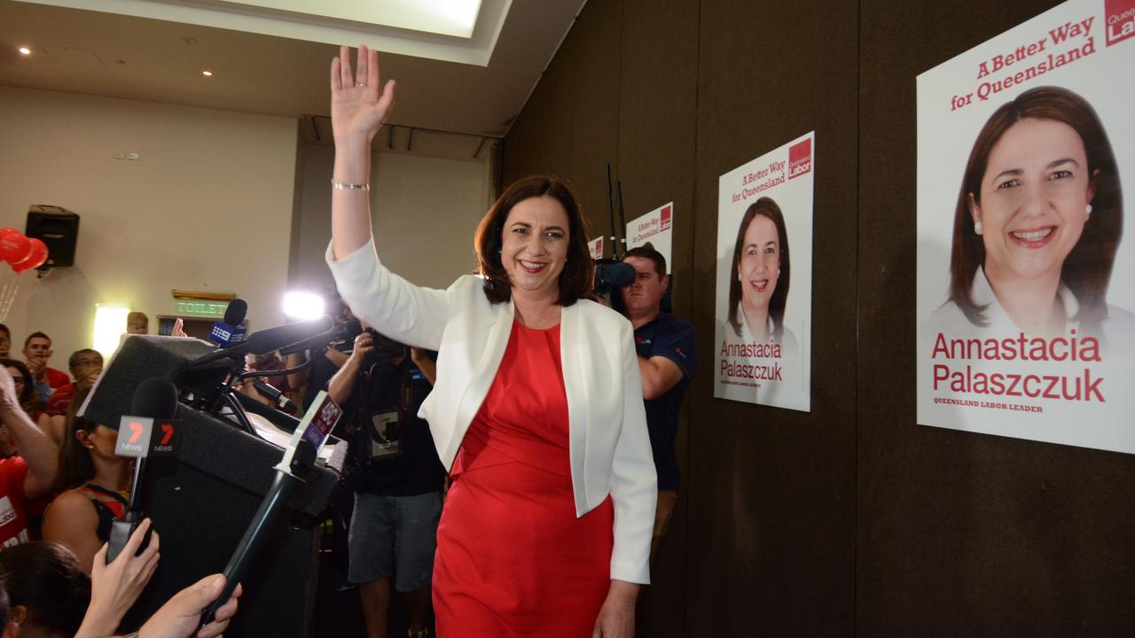 Annastacia Palaszczuk at an election night function in 2015.