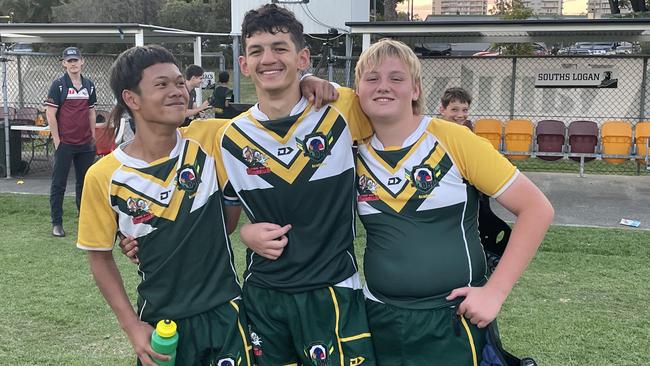 The joy of a grand final win – it was all smiles from Alexandra Hills SHS players.