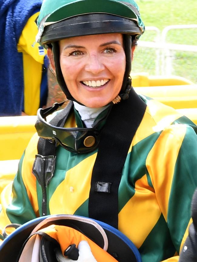 Jockey Tasha Chambers was all smiles after winning a Class B Handicap at Yeppoon Turf Club on February 1, 2020.