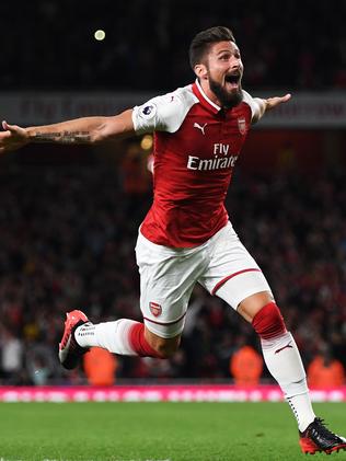 Olivier Giroud of Arsenal celebrates after scoring.