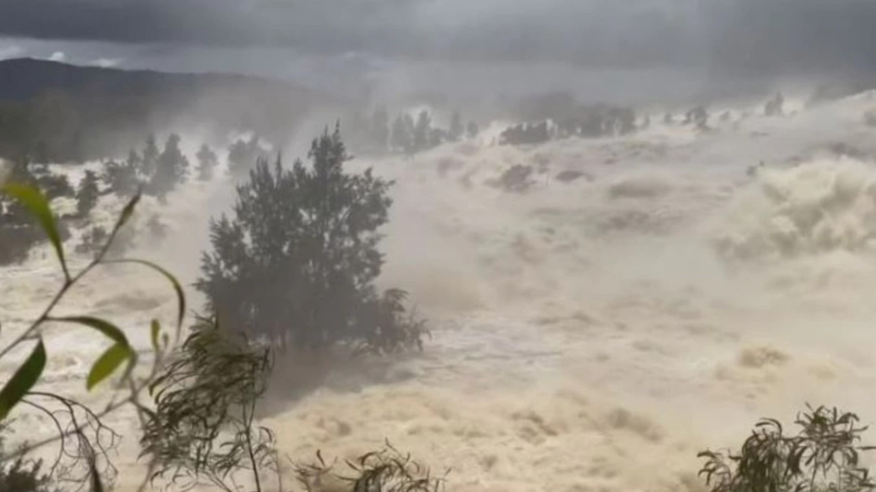 Incredible footage of water spilling from Wyangala Dam after heavy rainfall. Picture: NSW RFS