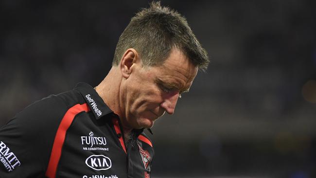 Bombers coach John Worsfold after the loss. Pic: AAP