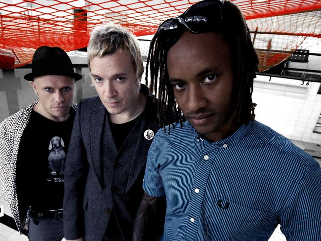 Keith Flint, left, found his true calling in The Prodigy with Liam Howlett and Maxim. 