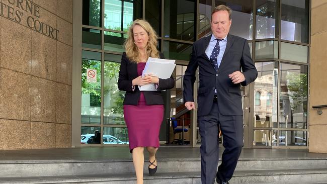 Duncan Stewart outside court with his barrister Ruth Shann. Picture: Angelica Snowden