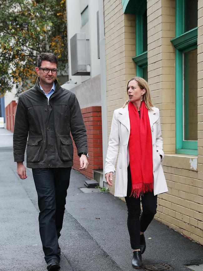 L-R Labor health spokes person Bastian Seidel with Labor leader Rebecca White at the Royal Hobart Hospital. Picture: Nikki Davis-Jones