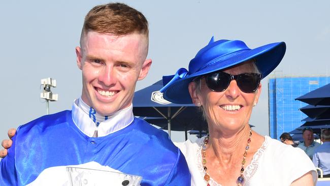 Bubba Tilley and trainer Charlotte White are confident Spurcraft will run a strong 1200m at Eagle Farm. Picture: Natasha Wood, Trackside Photography