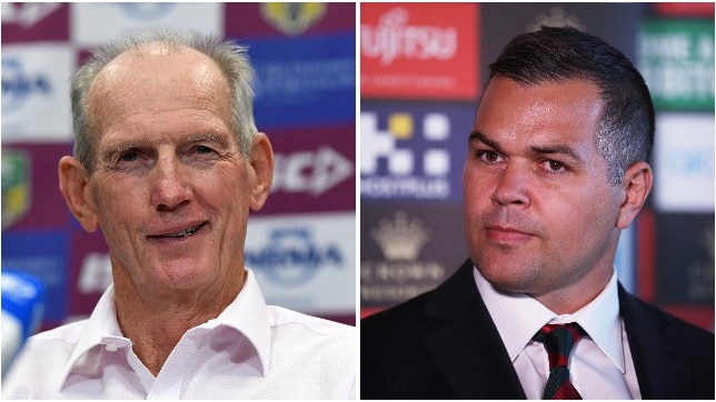 Wayne Bennett and Anthony Seibold. Photo: Courier Mail