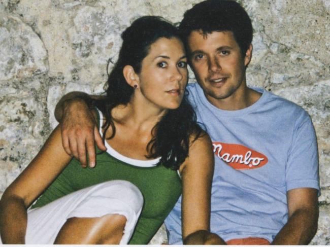 Crown Prince Frederik of Denmark drapes his arm around then Tasmanian advertising executive Mary Donaldson in a photo believed to be taken shortly after their first meeting in 2000. Picture: Pinterest