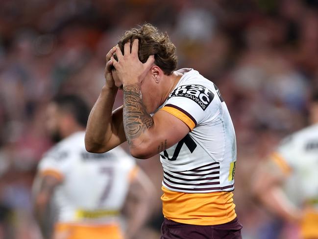 Reece Walsh was left dejected. Picture: Matt King/Getty Images