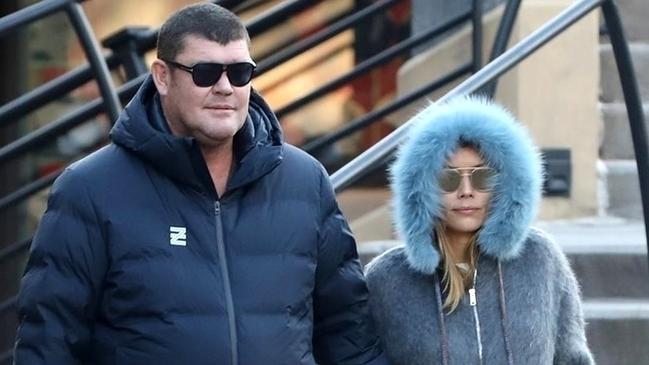 James Packer with his new partner Kylie in Aspen. Picture: Backgrid