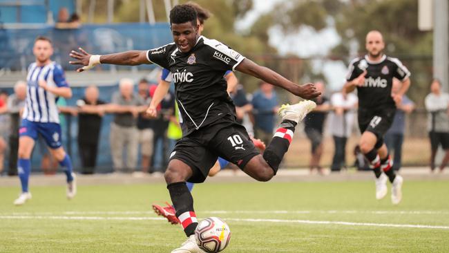 Raiders’ English import Terence Carter will take on his former club Adelaide Comets in the last eight of the FFA Cup SA. Picture: Adam Butler