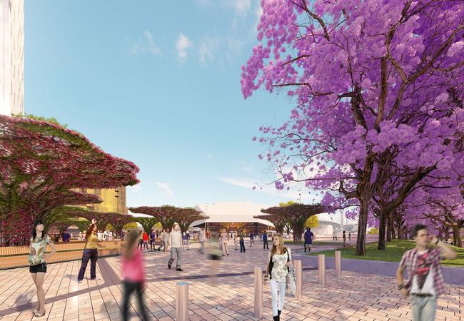 The design will feature jacaranda trees, but fewer than in precious concepts.