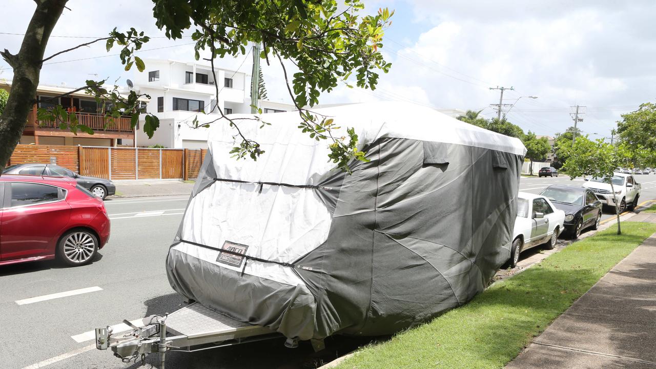 A large trailer in a suburban street. Picture: Richard Gosling