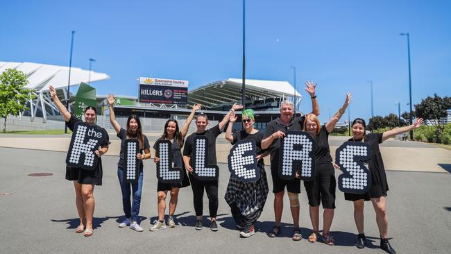 Hayley Gofton, Dominique Pendleton, Amanda Golingi, Ashlee Flood, Carly Shiel, Cath Bradley, Greg Stockham and Christine Kellie are excited for The Killers to come to Townsville.