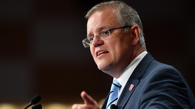 Prime Minister Scott Morrison addresses the Lifeline Australia Luncheon in Sydney, Friday, November 9, 2018. (AAP Image/Joel Carrett) NO ARCHIVING