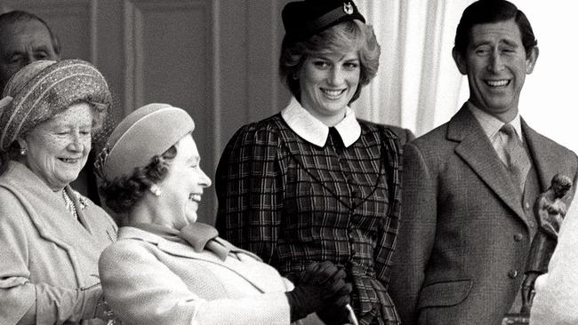 The Queen Mother and Queen Elizabeth are seen laughing with Princess Diana and Prince Charles in 1982. Picture: File