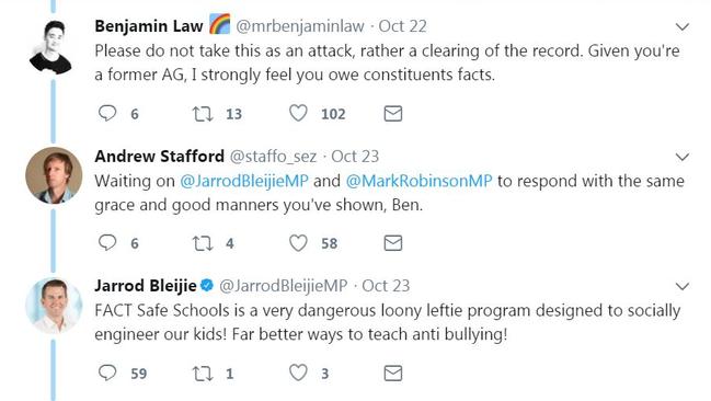 Ben Law shut down Jarrod Bleijie's Safe Schools argument.