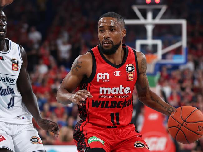 PERTH, AUSTRALIA - FEBRUARY 07: Bryce Cotton of the Wildcats brings the ball up the court during the round 20 NBL match between Perth Wildcats and Adelaide 36ers at RAC Arena, on February 07, 2025, in Perth, Australia. (Photo by Paul Kane/Getty Images)