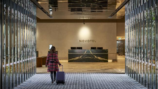 Novotel hotel reception at at Melbourne's Tullamarine Airport.