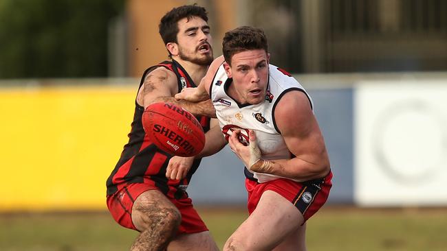 Plympton captain Brodie McLeod (left) has had a dominant 2022, leading his side to the top of division four with five weeks remaining. Picture: James Elsby