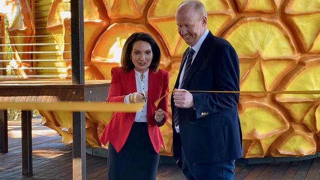 Sunshine Coast Mayor Rosanna Natoli with Big Pineapple owner Peter Kendall. Photo: Michele Sternberg/Visit Sunshine Coast