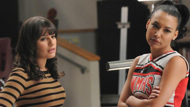 Glee star Naya Rivera (right) has been arrested for battery. Picture: FOX