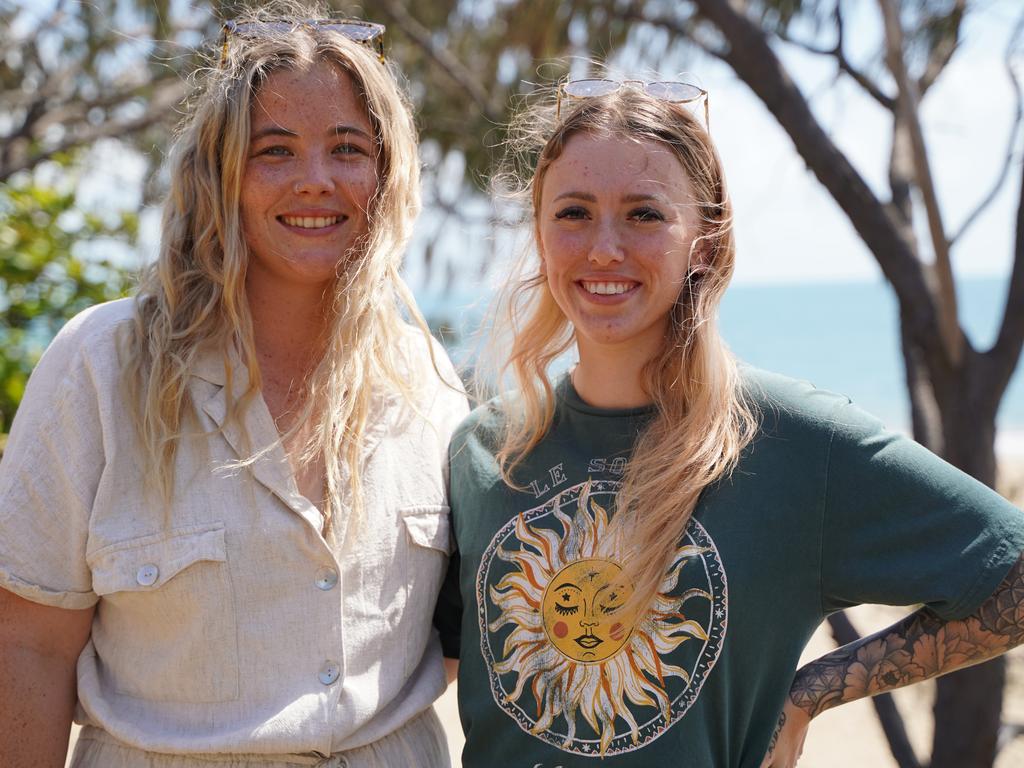 Demi Burkett, of Andergrove, with Dakota Koolstra-Aplin at the Reclaim the Beach event to fight back after the recent stabbing at Blacks Beach. Picture: Heidi Petith