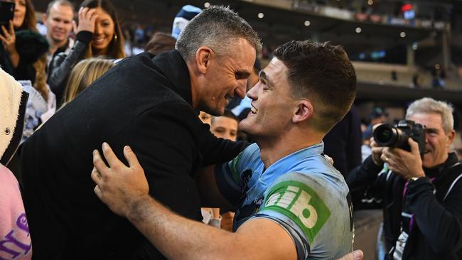 Nathan Cleary congratulated by his father Ivan Cleary. Picture: Getty Images