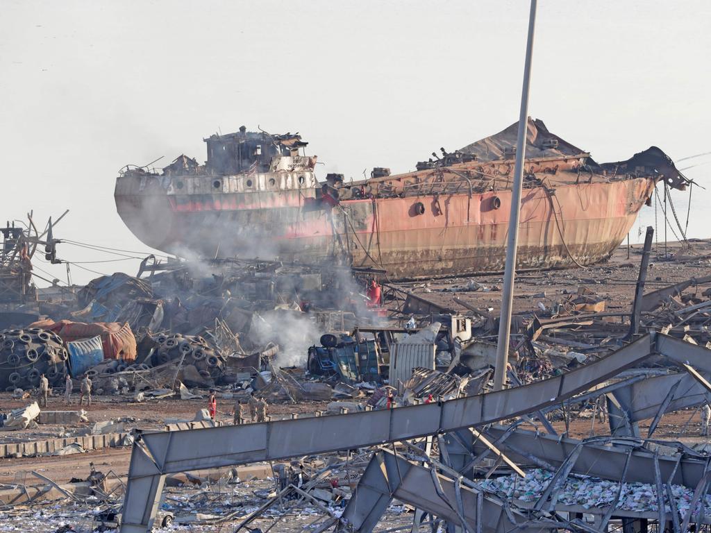 Nearby ships were also destroyed by the blast. Picture: Anwar Amro/AFP