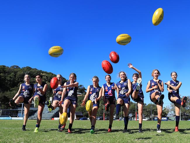 The Coolangatta Tweed Heads Australian football Club girls under 13’S celebrate the clubs plans for a development worth just under $1 million at Eximm Oval and has big plans for it's juniors and seniors. Picture Scott Powick