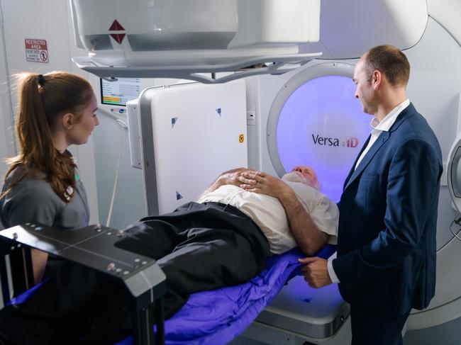 South Australian cancer patients to benefit from launch of new statewide integrated cancer care program following acquistion Dr Marcus Dreosti, GenesisCare radiation oncologist, with staff anda patient at St Andrew’s Hospital. Picture: Tom Roschi Photography Picture supplied by GenesisCare.