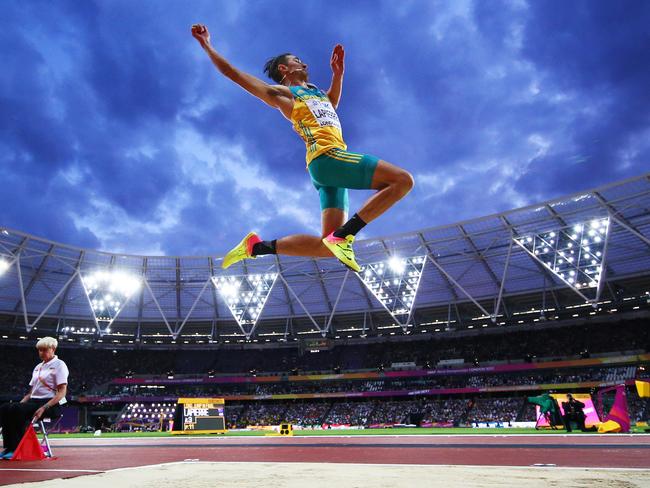 Fabrice Lapierre soars in last year’s world championships final. Picture: Getty Images