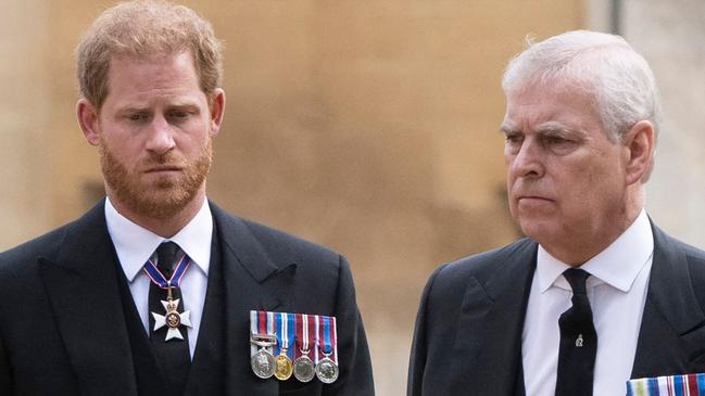 Prince Harry and his uncle Prince Andrew are set to be the losers in one of the Queen’s last monarchical moves. Picture: David Rose/Pool/AFP