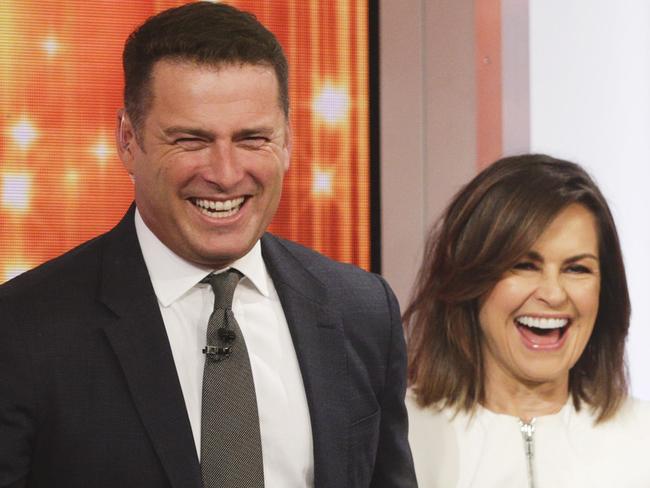 Karl Stefanovic, Lisa Wilkinson and Boy George during the eighth annual Gold Telethon in aid of Sydney Children's Hospital Foundation LIVE at Channel Nine Studios, Willoughby.Picture: Justin Lloyd