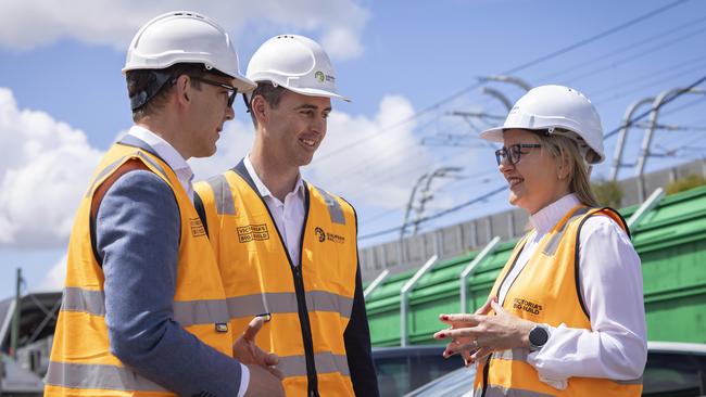 Minister for the Suburban Rail Loop, Jacinta Allan inspects early works of the Suburban rail loop. Picture: NCA NewsWire / Wayne Taylor