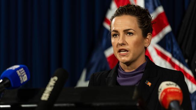 New Northern Territory Chief Minister Lia Finocchiaro addresses media on Monday. Picture: Pema Tamang Pakhrin