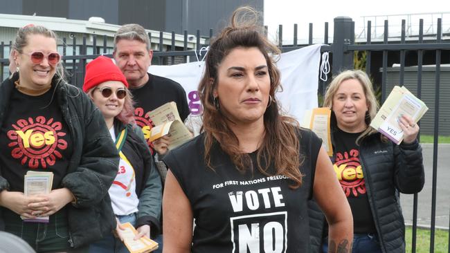 Independent senator Lidia Thorpe casts her No vote on referendum day.