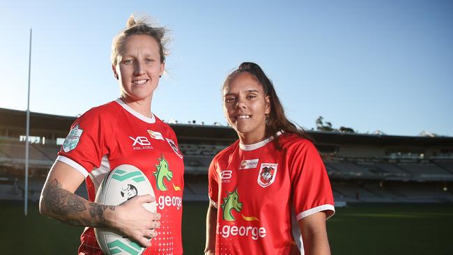 St George Dragons players Holli Wheeler and Shakia Tungai.