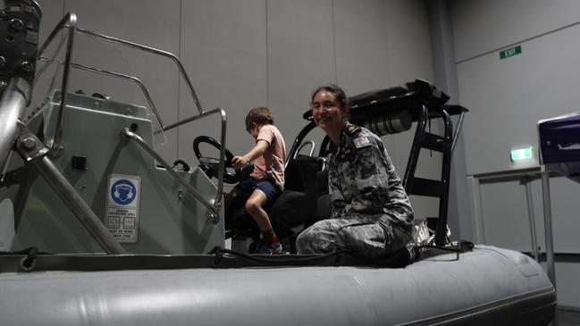 Sonny looking for the gearbox of the Navy RHIB. Photo: Harry Brill.