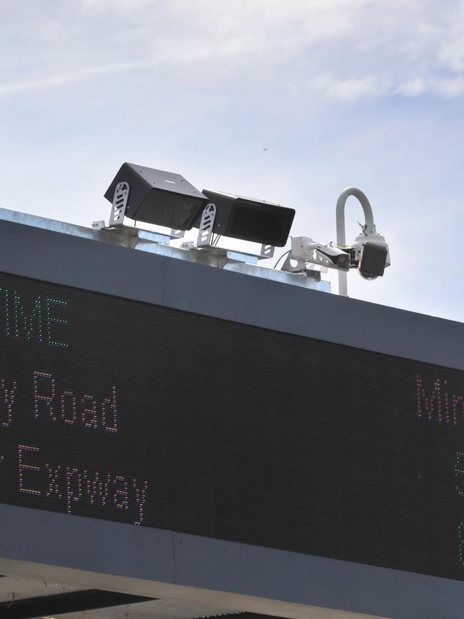 A mobile-phone detection camera above South Road, Torrensville. Picture Dean Martin