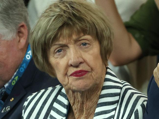 Australian Open Day 1 . 20/01/2020.  Roger Federer vs Steve Johnson on Rod Laver Arena.  Margaret Court watches Roger Federer today   . Pic: Michael Klein